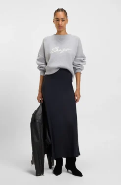 Maxi skirt in crinkle satin