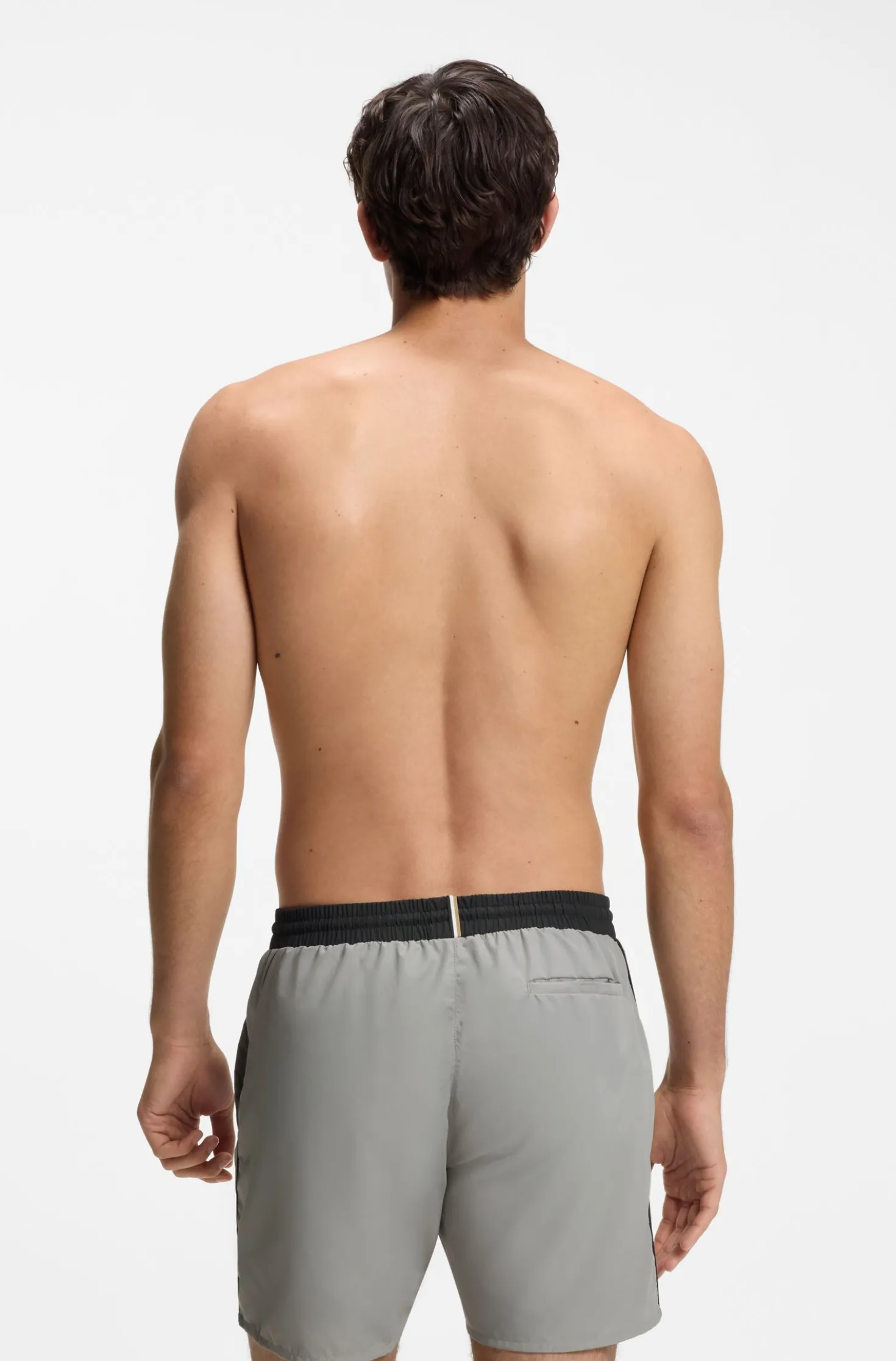 Medium-length swim shorts with contrast details