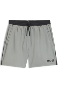 Medium-length swim shorts with contrast details