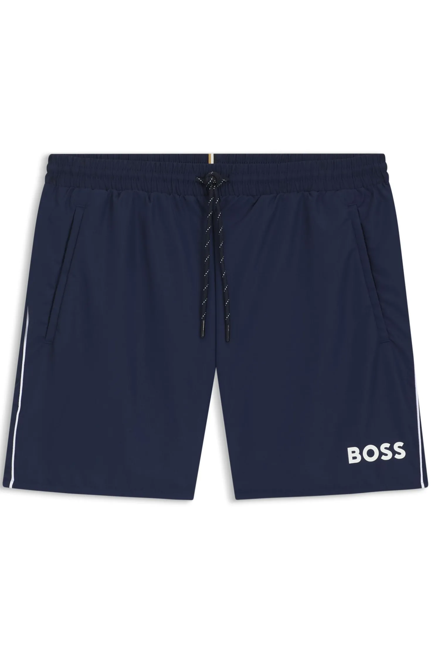 Medium-length swim shorts with contrast details