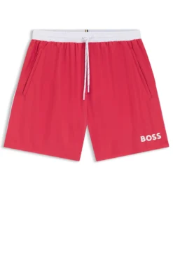 Medium-length swim shorts with contrast details