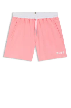 Medium-length swim shorts with contrast details