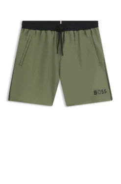 Medium-length swim shorts with contrast details