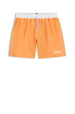 Medium-length swim shorts with contrast details