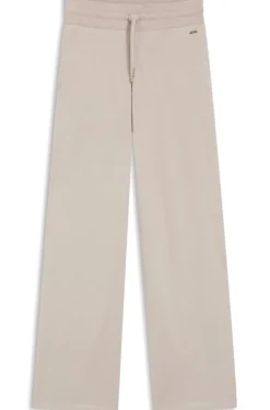 Melange-jersey tracksuit bottoms with logo plate