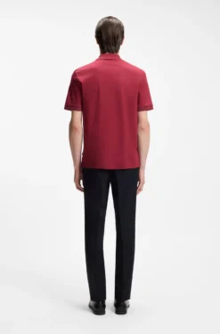 Mercerised-cotton polo shirt with striped trims