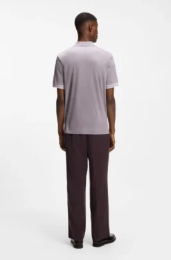 Mercerised-cotton polo shirt with striped trims