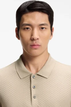 Mercerised-cotton polo shirt with basket weave