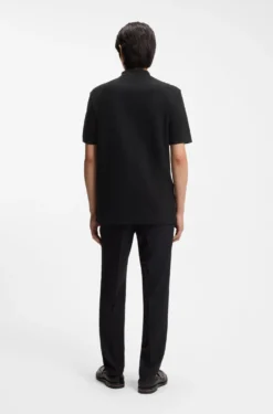 Mercerised-cotton polo shirt with basket weave