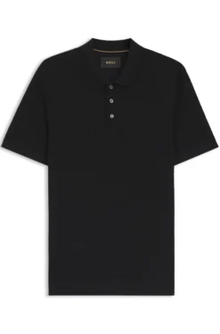 Mercerised-cotton polo shirt with basket weave