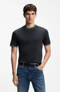 Mercerised-cotton slim-fit T-shirt with contrast tipping