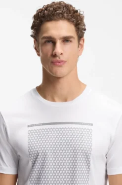 Mercerised-cotton T-shirt with geometric artwork