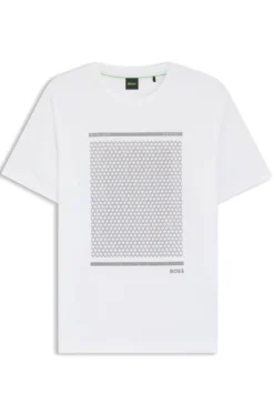 Mercerised-cotton T-shirt with geometric artwork