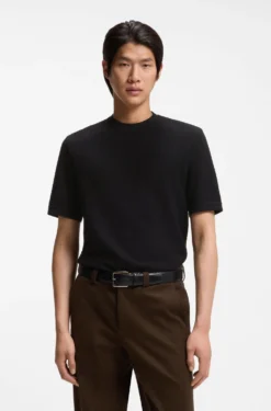 Mercerised-cotton T-shirt with basket weave