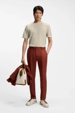 Mercerised-cotton T-shirt with basket weave