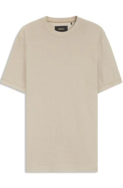 Mercerised-cotton T-shirt with basket weave