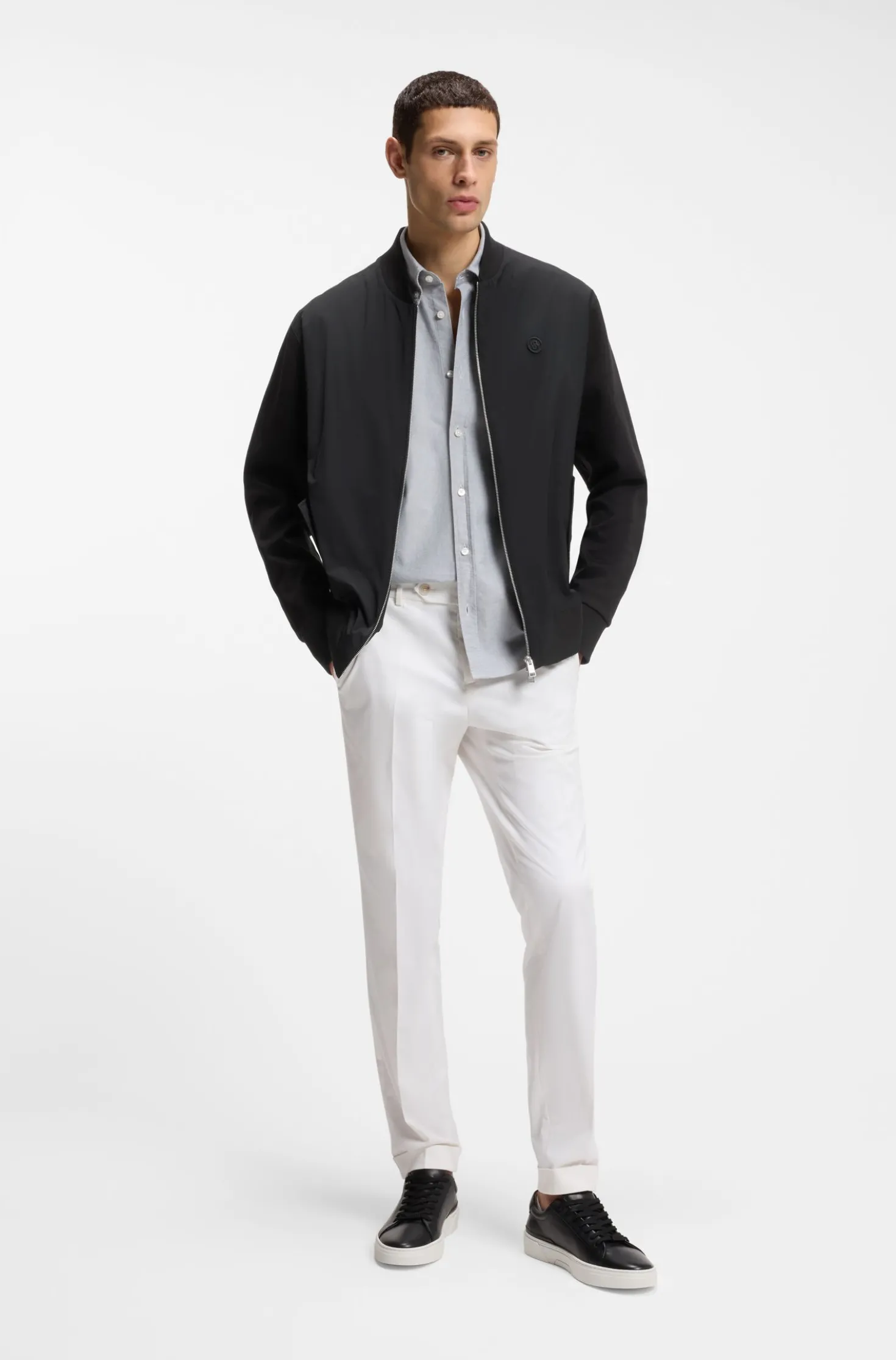 Mercerised-cotton zip-up sweatshirt with Double B monogram