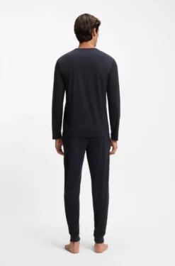 Mercerised stretch-jersey pyjama set with all-over print