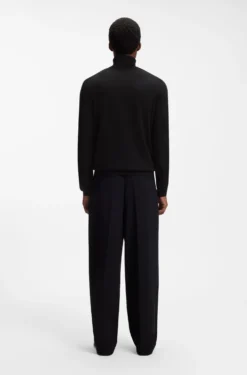 Merino-wool rollneck sweater with embroidered logo