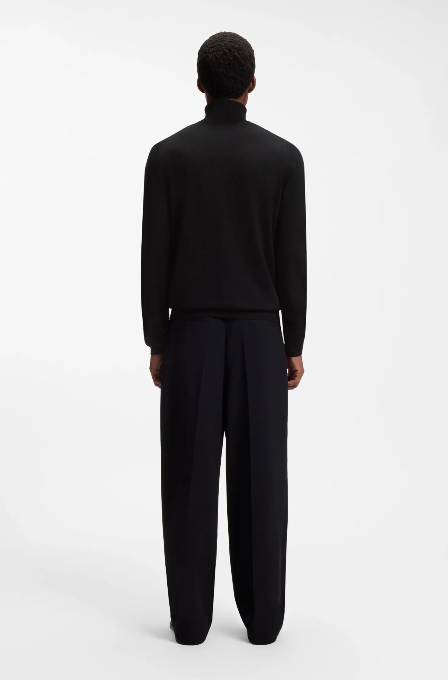 Merino-wool rollneck sweater with embroidered logo