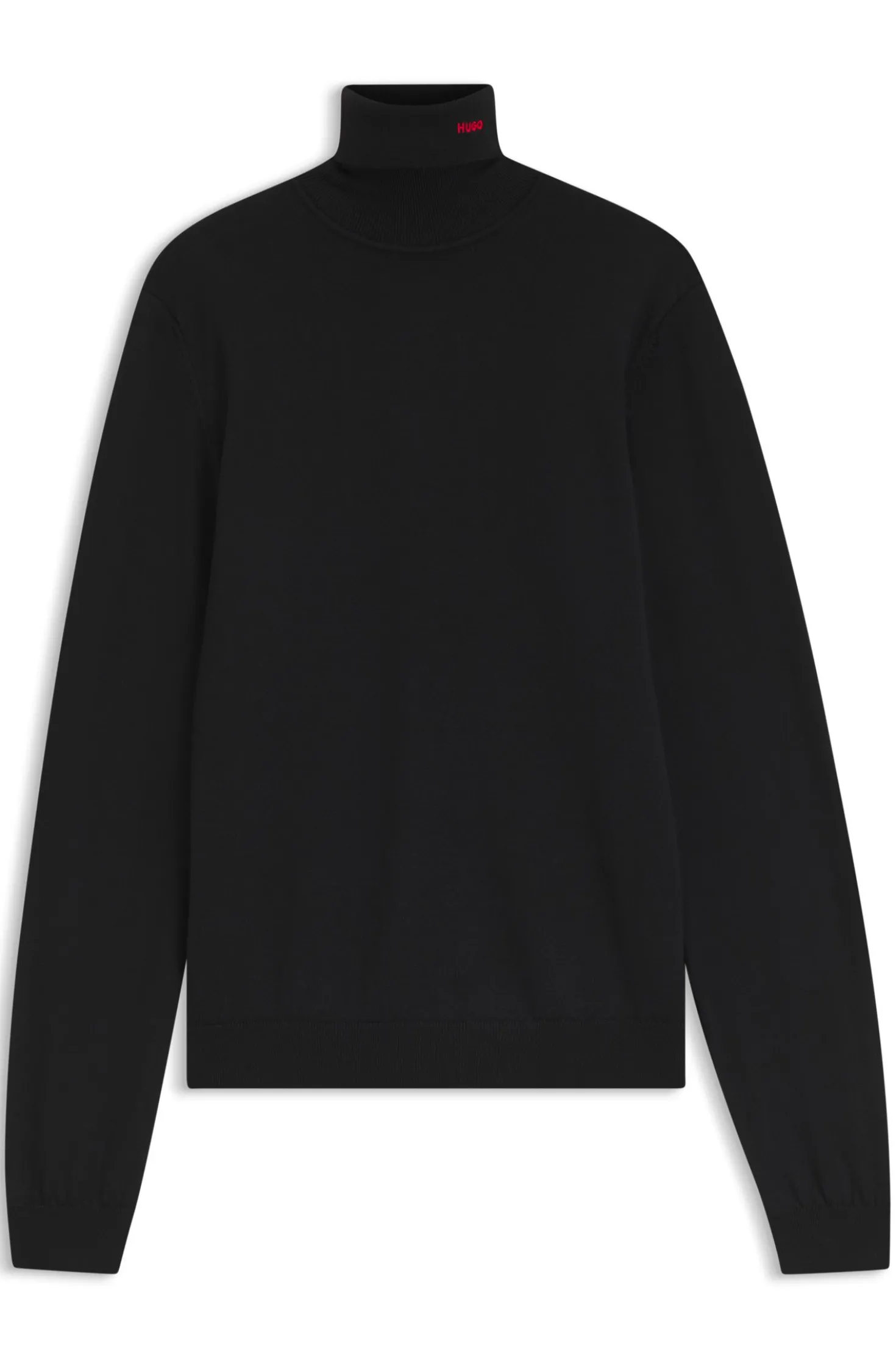 Merino-wool rollneck sweater with embroidered logo