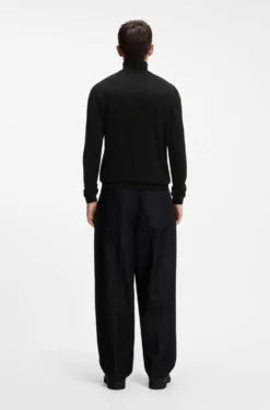 Merino-wool rollneck sweater with embroidered logo