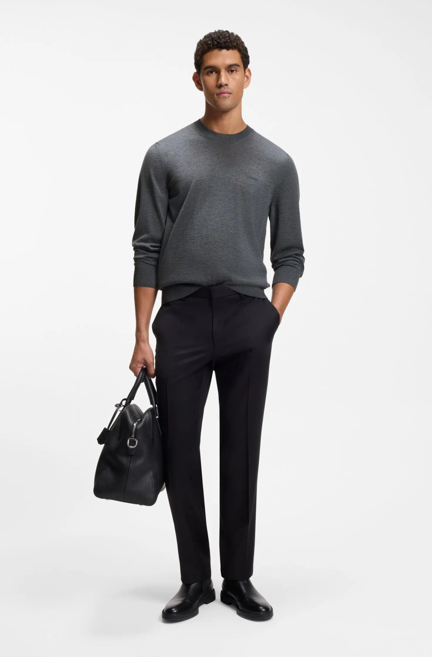 Merino-wool sweater with logo embroidery