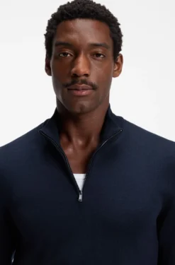 Merino-wool sweater with zip neck