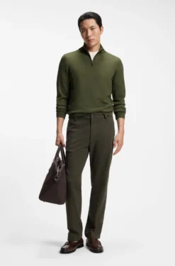 Merino-wool sweater with zip neck