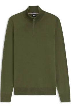 Merino-wool sweater with zip neck