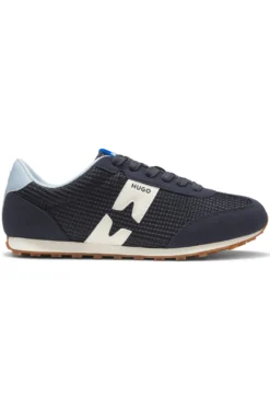 Mesh trainers with faux-suede trims