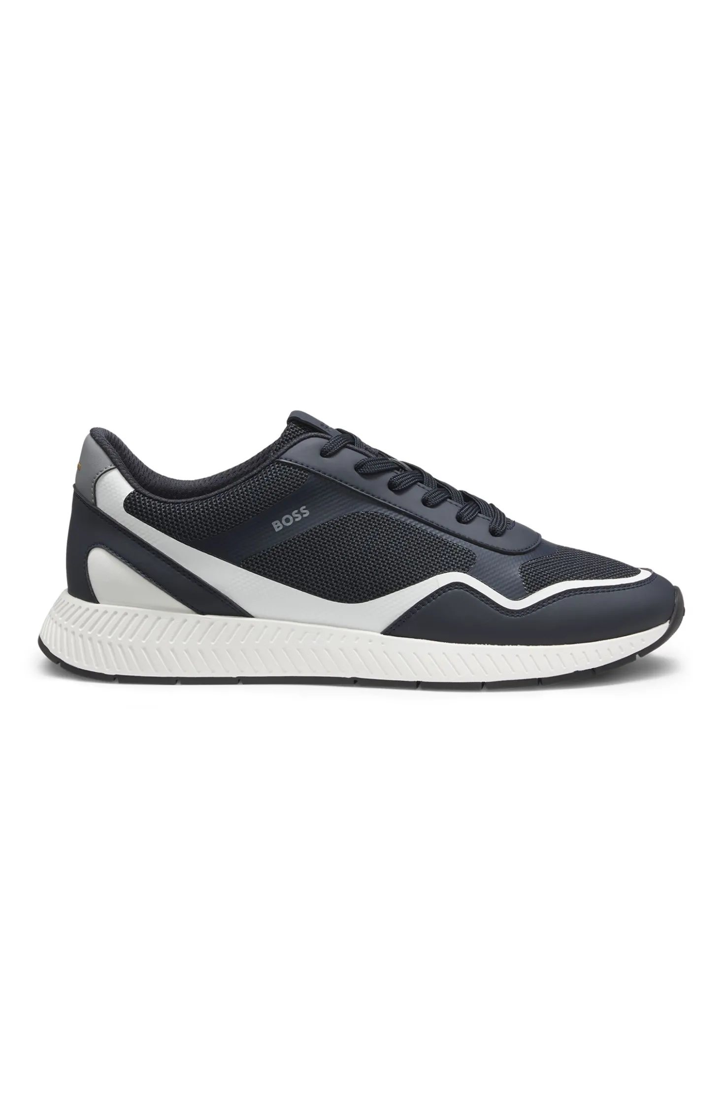 Mesh trainers with ribbed sole