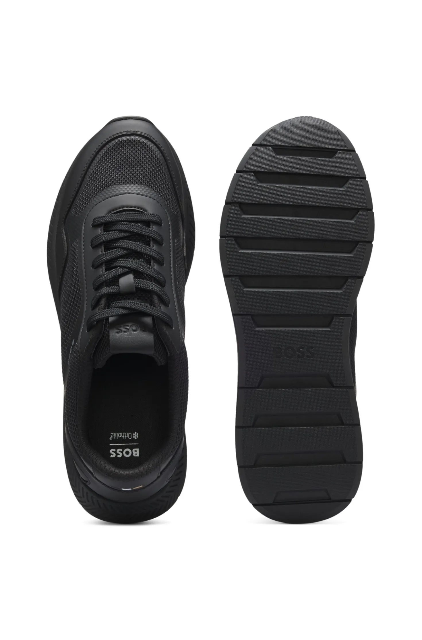 Mesh trainers with ribbed sole