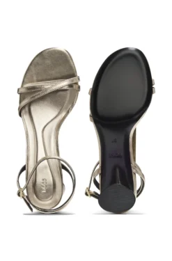 Metallic-leather sandals with block heel
