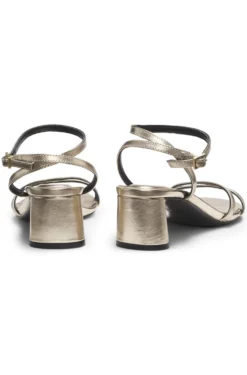 Metallic-leather sandals with block heel