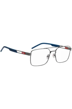 Metal optical frames with contrast rubber logo