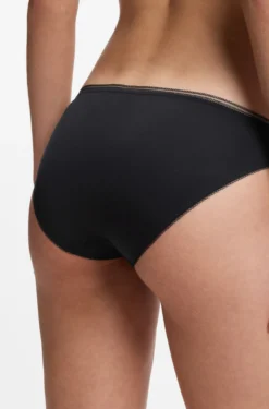 Microfibre briefs with lace inserts