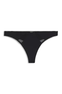 Microfibre thong with lace inserts