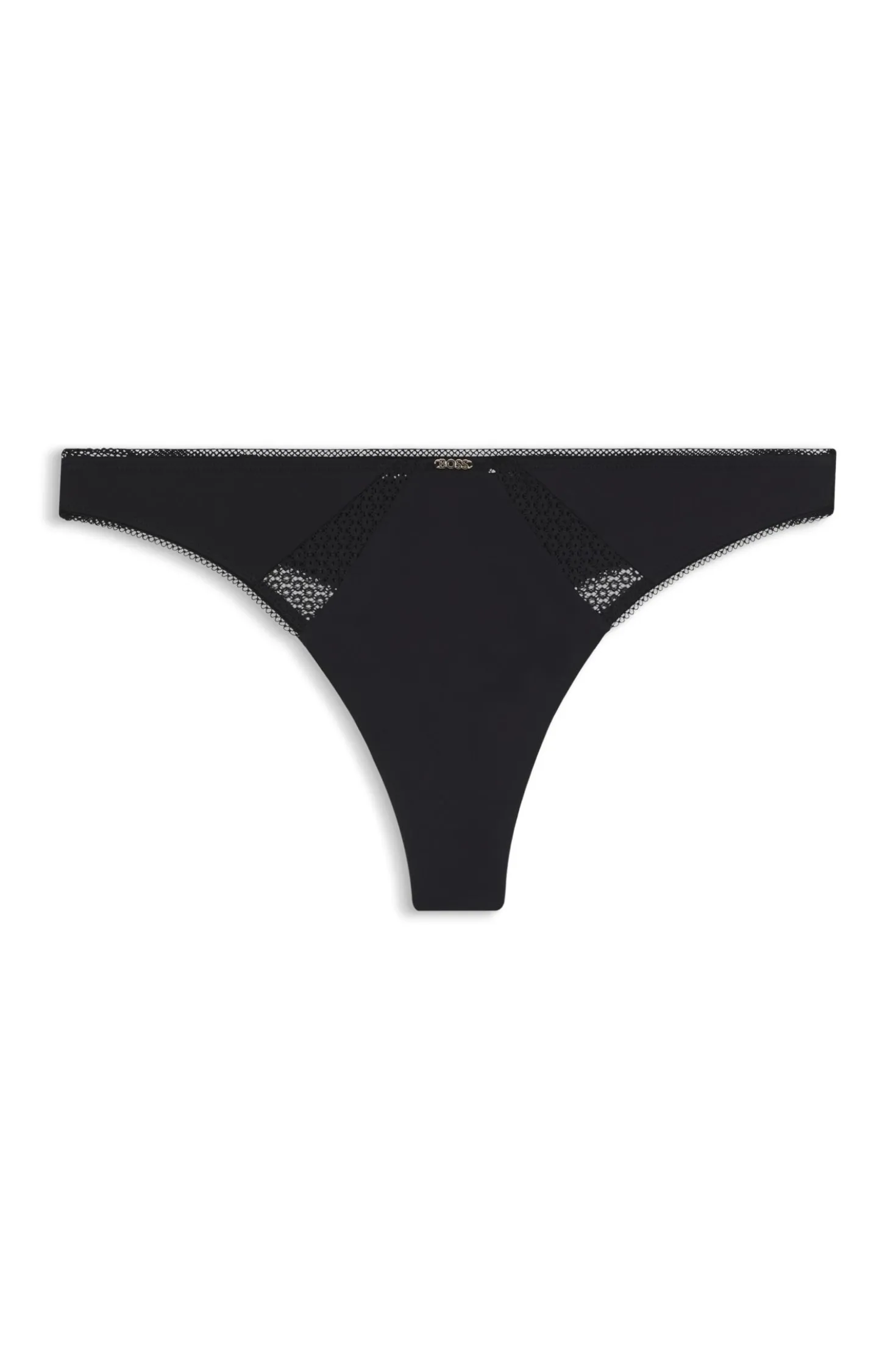 Microfibre thong with lace inserts