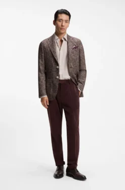 Micro-patterned slim-fit blazer in Italian fabric