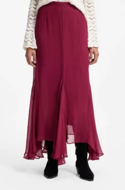 Midi skirt with asymmetric hemline
