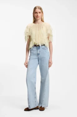 Mini cape blouse with lace trimmings