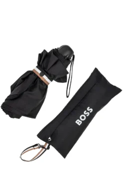 Mini umbrella with signature-stripe closing strap