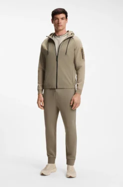 Mixed-material knitted jacket with jacquard graphic