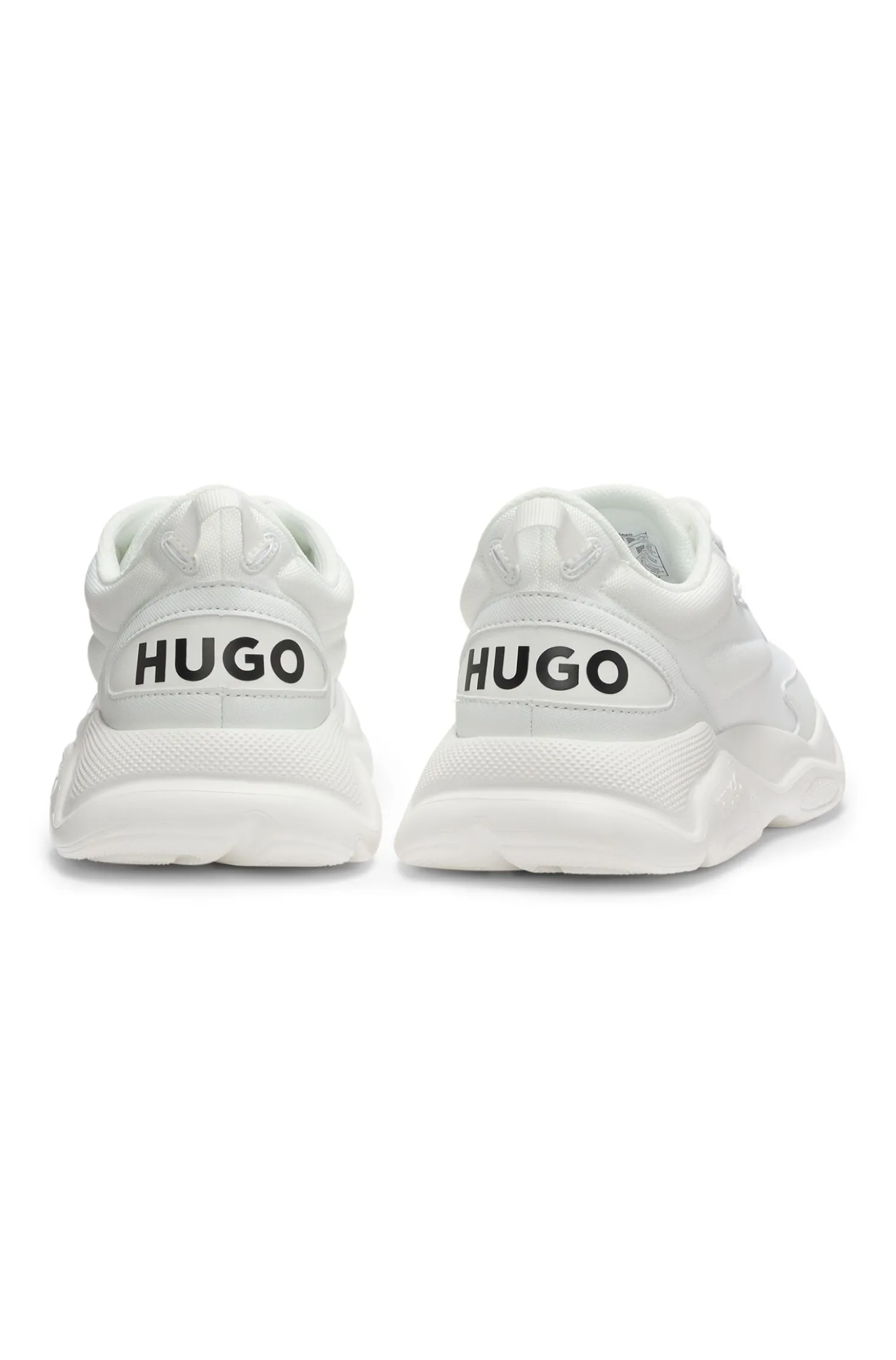 Mixed-material lace-up trainers with counter logo