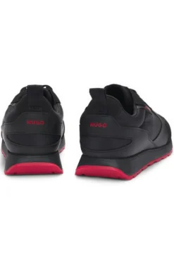 Mixed-material trainers with branded accents