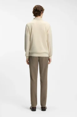Mixed-structure knit polo in a wool blend