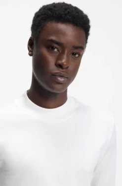 Mock-neck slim-fit T-shirt in mercerised cotton