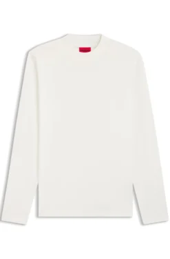 Mock-neck slim-fit T-shirt in mercerised cotton