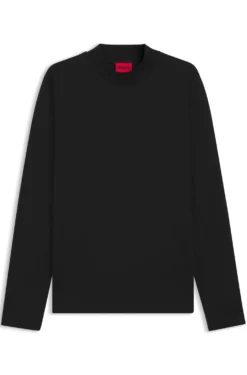 Mock-neck slim-fit T-shirt in mercerised cotton